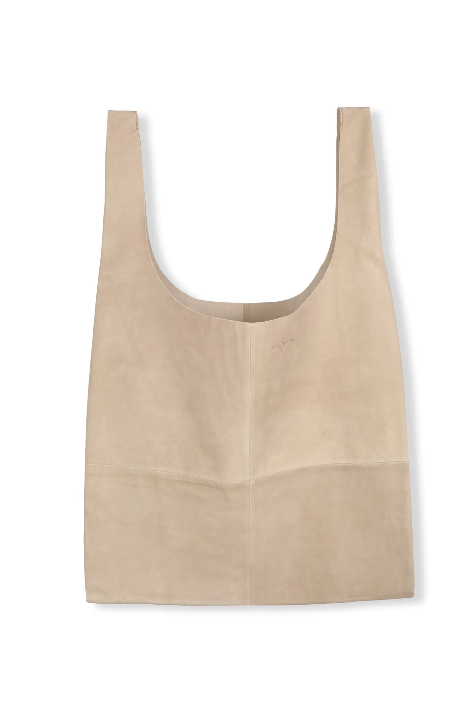 U XL, beige suede bag