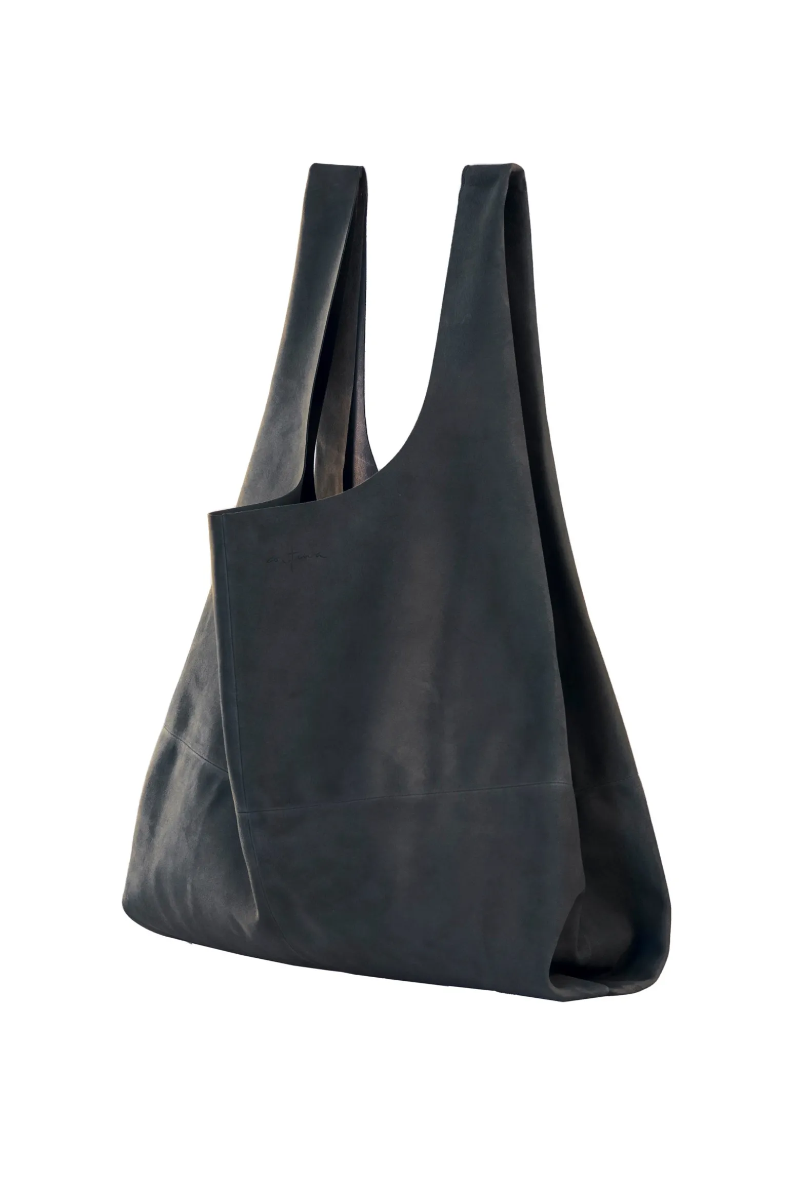 U XL, graphite suede bag