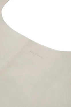 U XL, stone suede bag