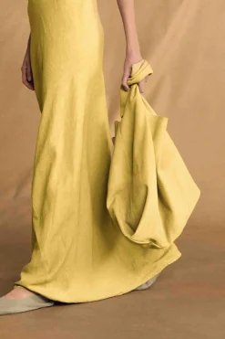 U XL, yellow suede bag