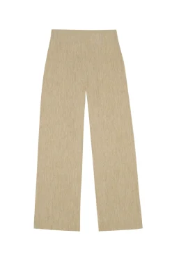 Una, beige melange linen and wool pants