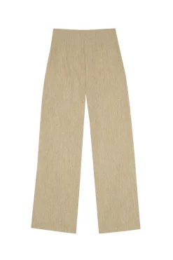 Una, beige melange linen and wool pants