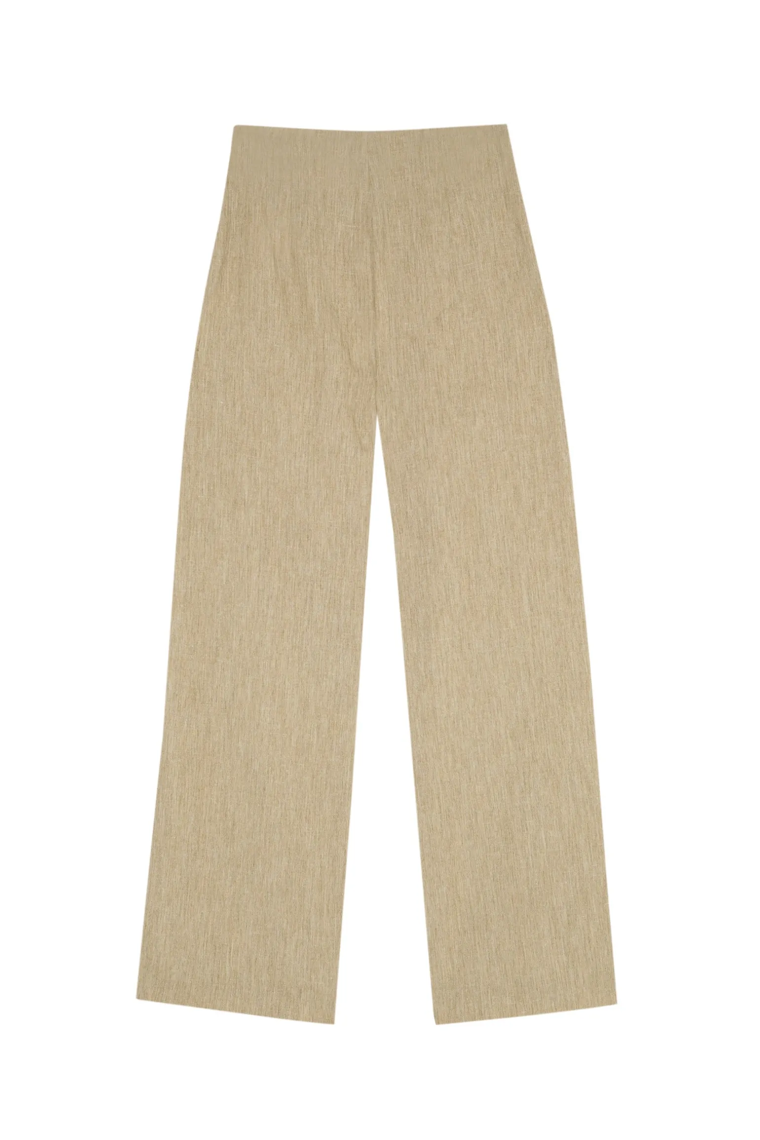 Una, beige melange linen and wool pants