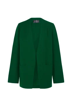 Viena, emerald green linen and virgin wool jacket
