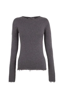 Winter, gray melange wool and cashmere sweater