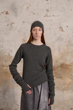 Winter, grey melange wool and cashmere beanie