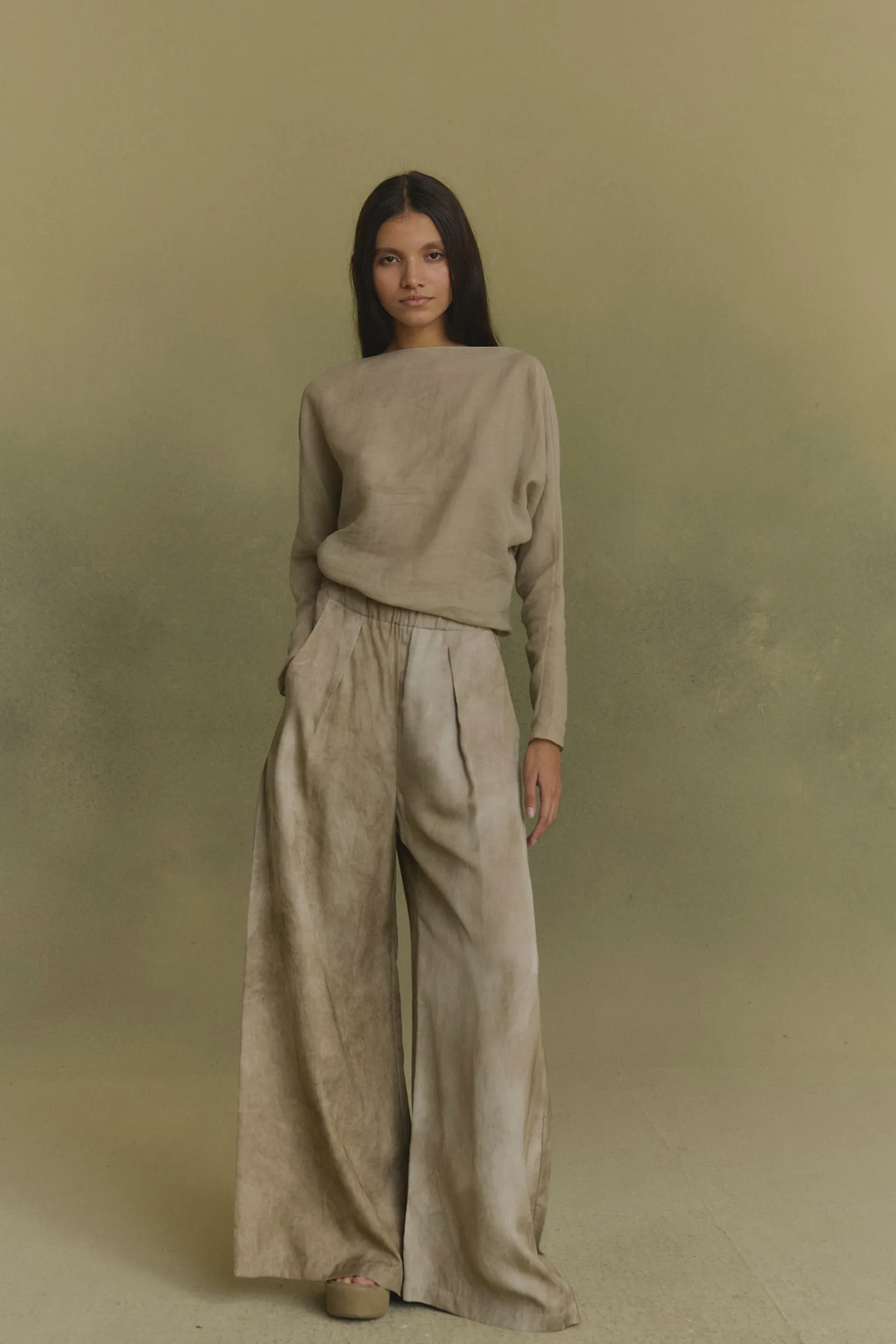 Yo, sage green ramie top