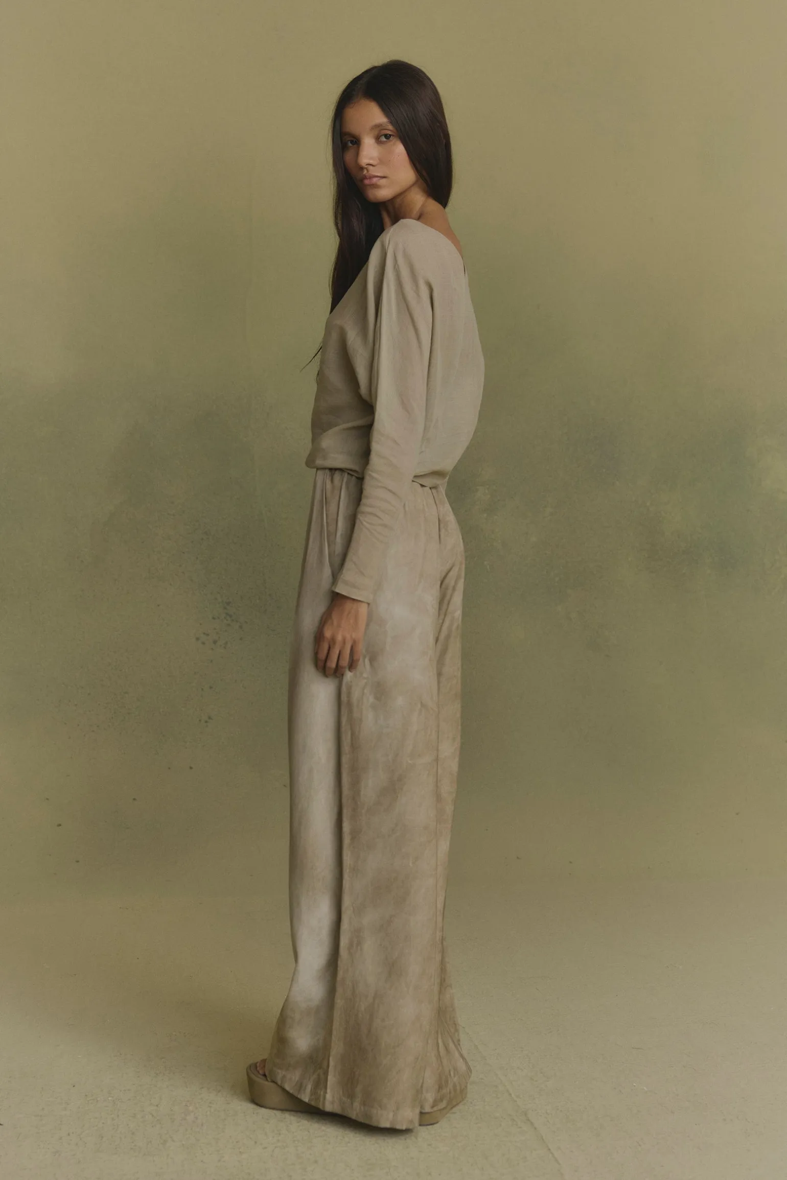Yo, sage green ramie top