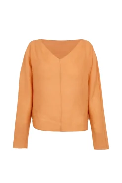 Yo, tangerine ramie top