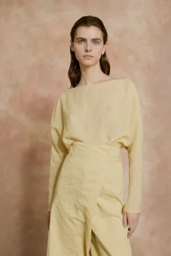 Yo, tangerine ramie top
