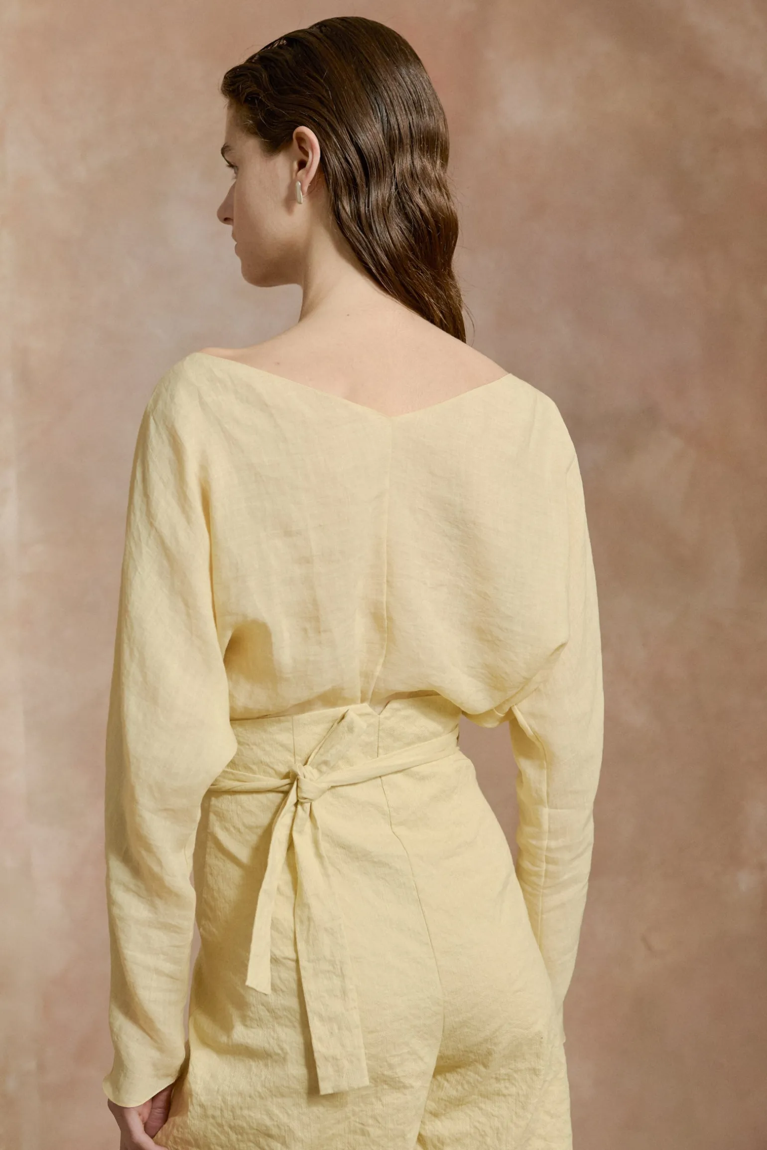 Yo, tangerine ramie top