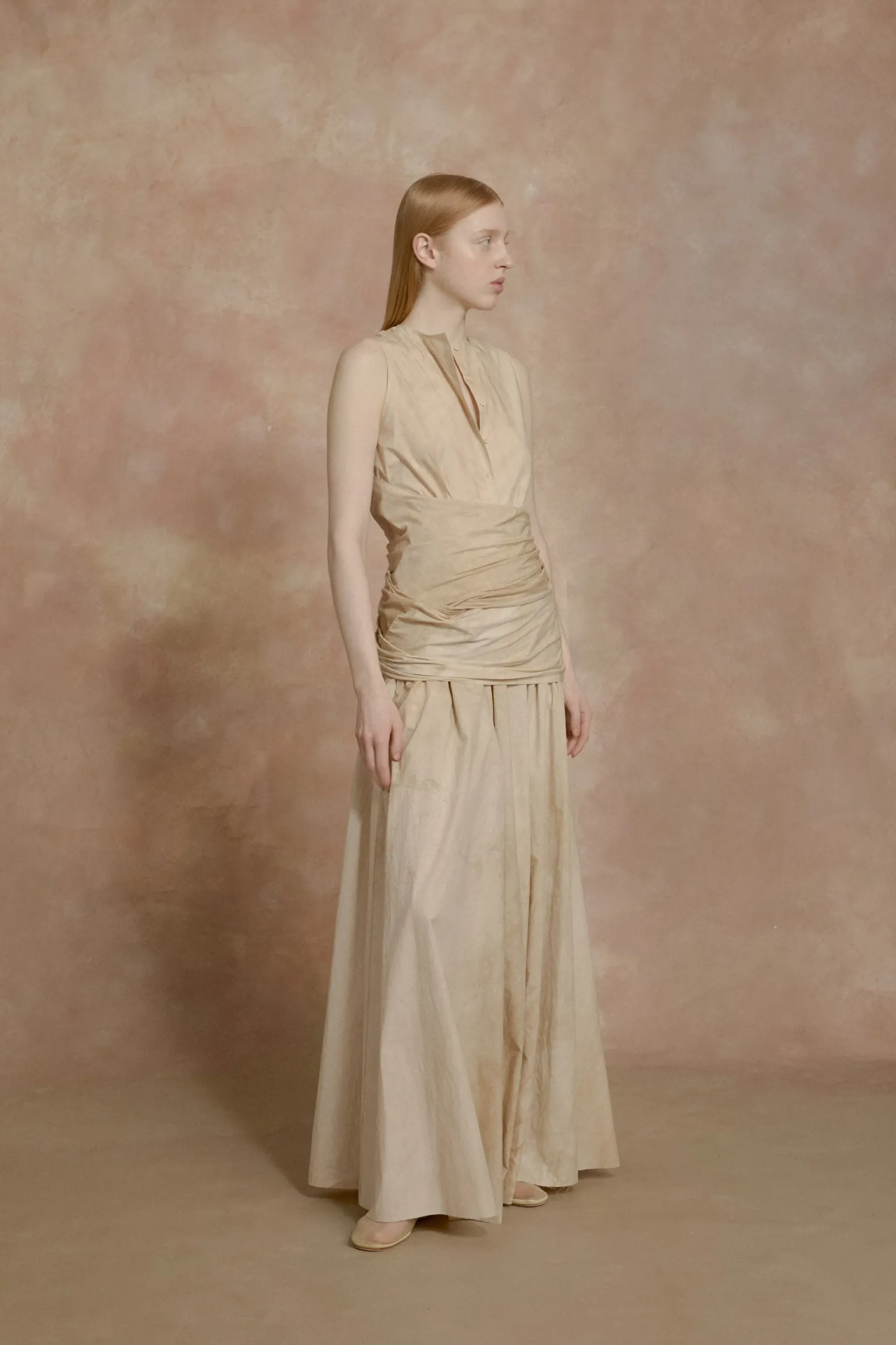 Yoko, fade beige long skirt