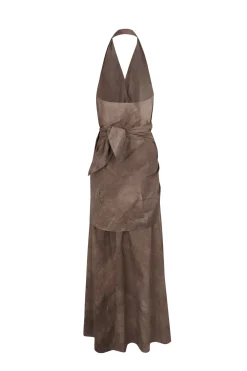 Yoko, fade cocoa halter dress