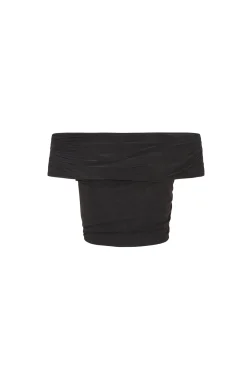 Zaida, graphite silk tulle crop top