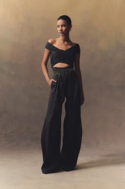 Zaida, graphite silk tulle crop top