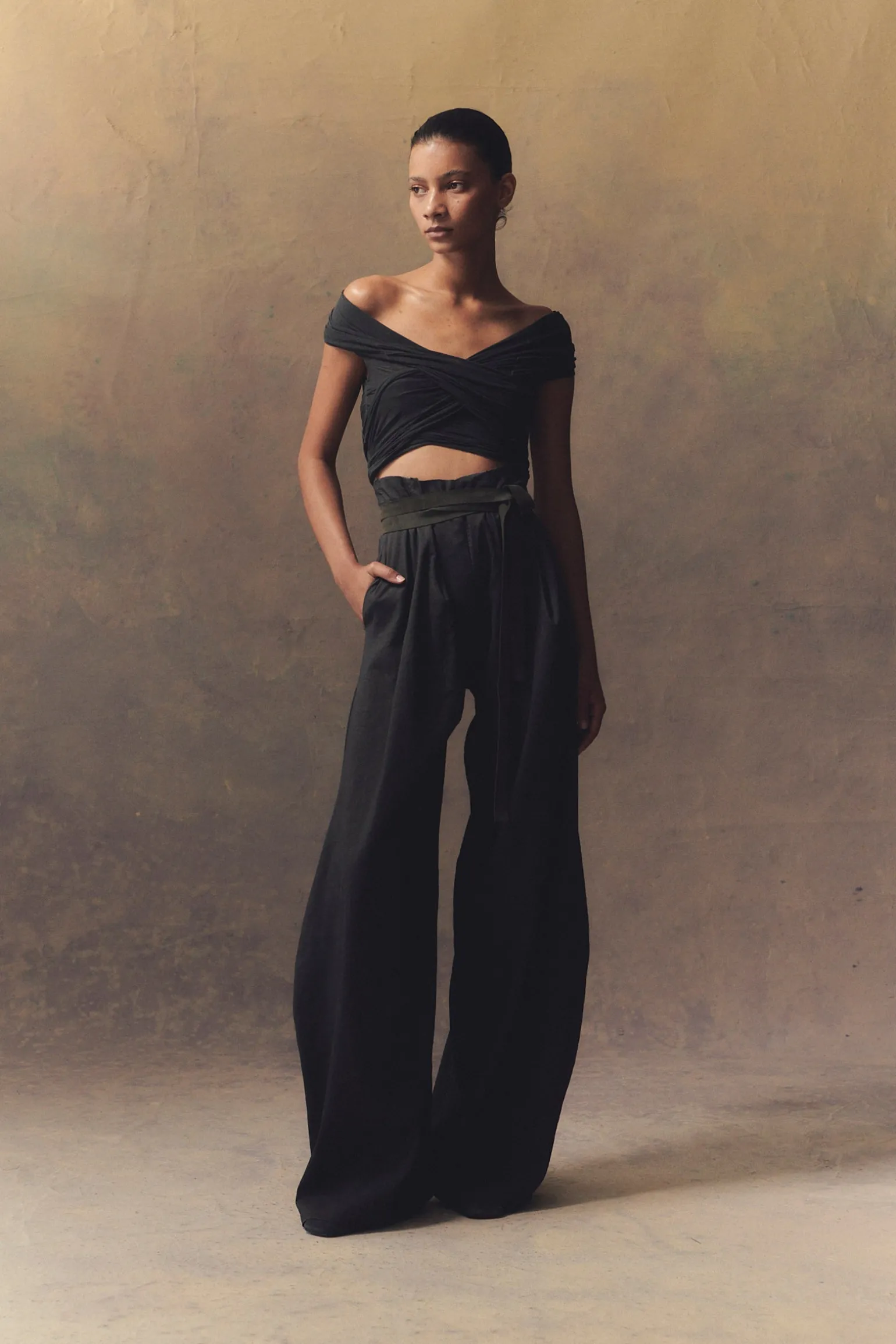 Zaida, graphite silk tulle crop top