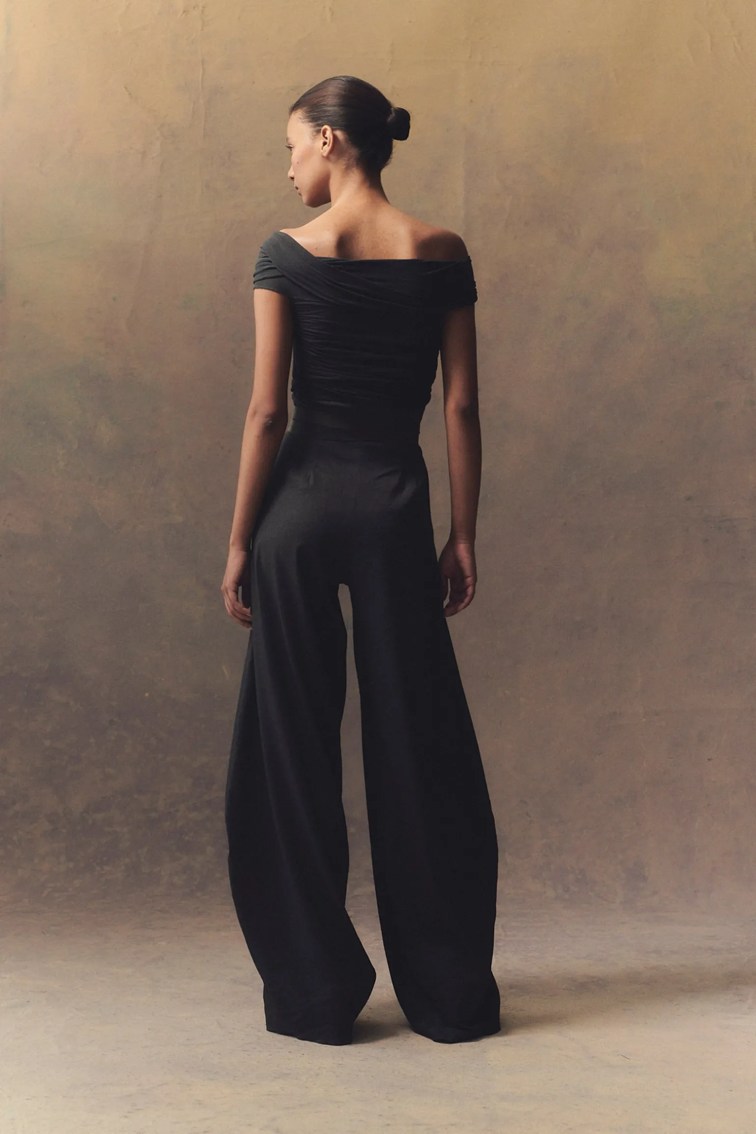 Zaida, graphite silk tulle crop top