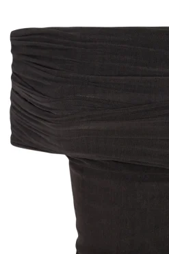 Zaida, graphite silk tulle crop top