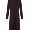 Zakia, burgundy long knitwear jacket in baby alpaca, wool and silk