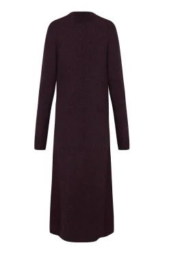 Zakia, burgundy long knitwear jacket in baby alpaca, wool and silk