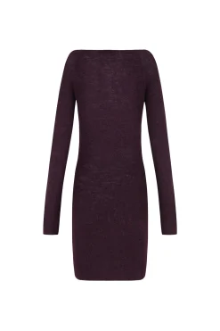 Zico, burgundy mini dress in baby alpaca and merino wool